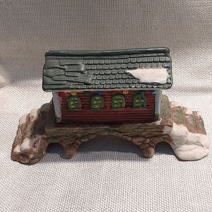 Christmas Winter Village Covered Bridge Decor